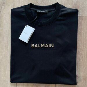 BALMAIN MEN'S BLACK BASIC COTTON T-SHIRT LARGE SIZE